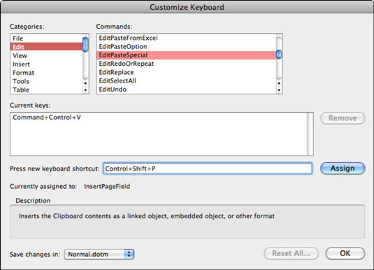 keyboard shortcuts word 2011 for mac